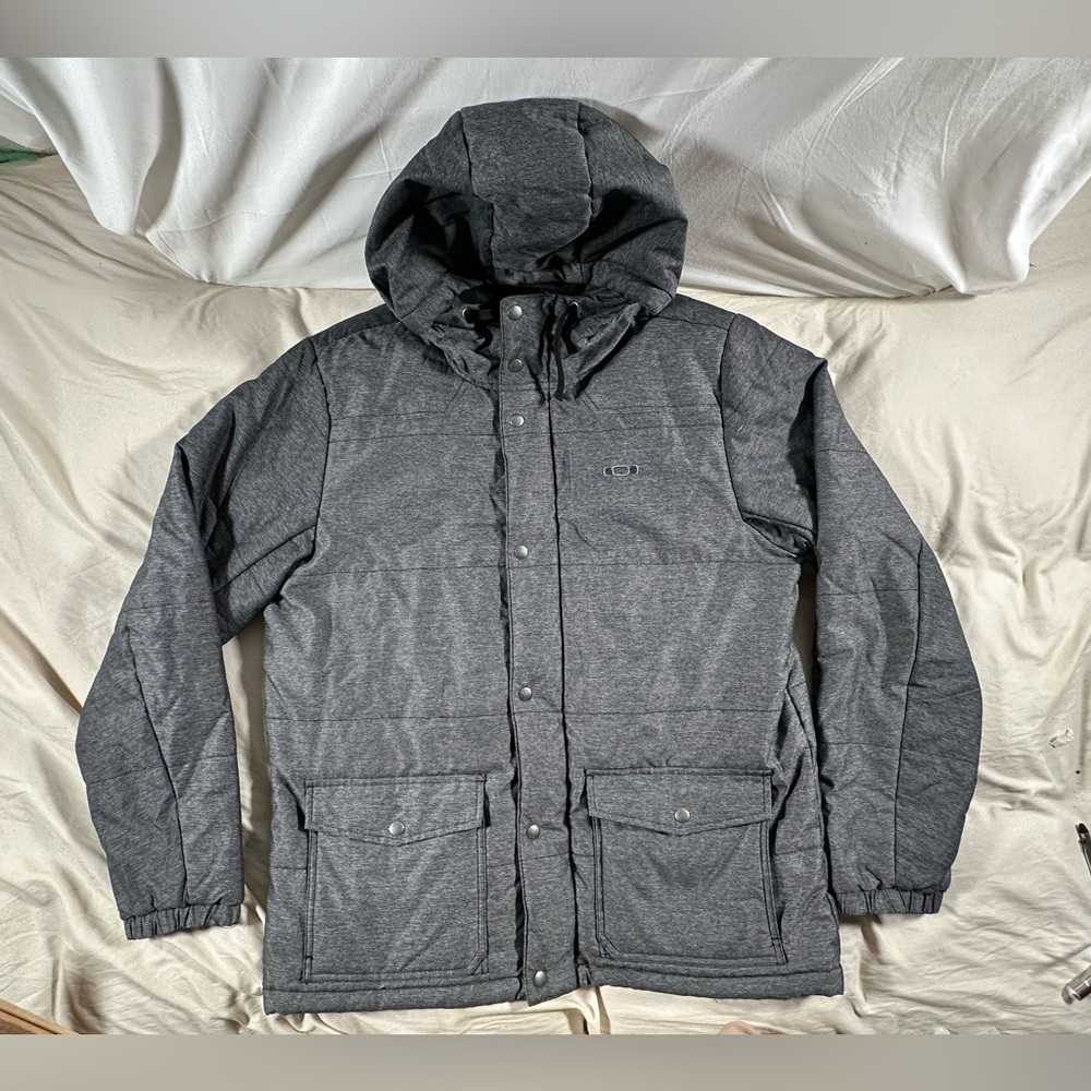 Oakley Pro X-Large Regular Fit Dark Gray Full Zip Mens Hooded Puffer Jacket